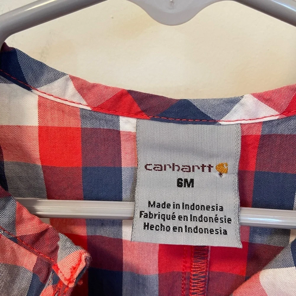 NWOT | Carhartt baby boy’s plaid onesie‎ — 6 months